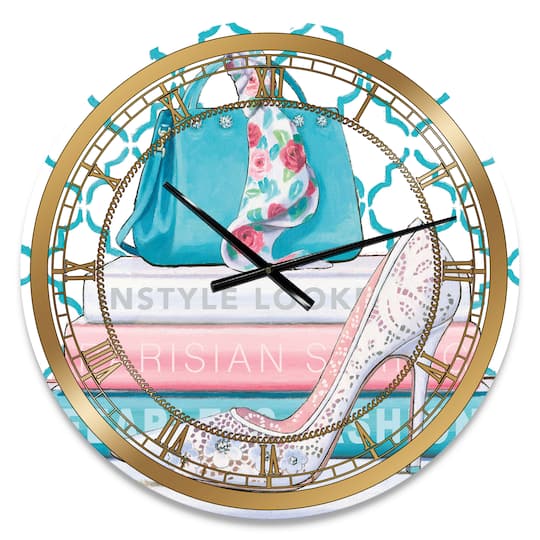 Designart 'Pink Fashion High Heels Iv Glam Wall Clock